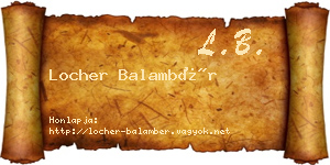 Locher Balambér névjegykártya
